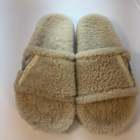 Golden Goose Cream Fuzzy Slides with Glitter Star - Picture 6 of 9
